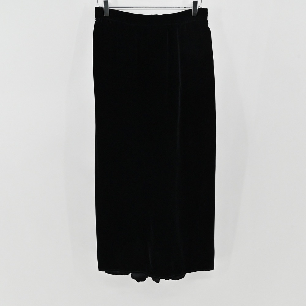 Vtg Jessica McClintock Velvet Midi Skirt Womens Size 12 Black Elegant Silk Blend
